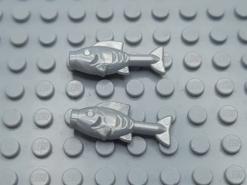 LEGO Lot of 2 Pearl Light Gray Fish Sea Animal Pieces