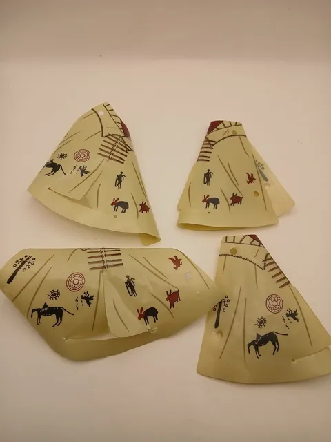 LEGO - Minifig - 4x Plastic 1/2 Tepee Cover w/ Western Indians Motifs Pattern