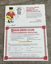 Extremely rare 1990 LEGO builders club friend application attached uncut MINT 