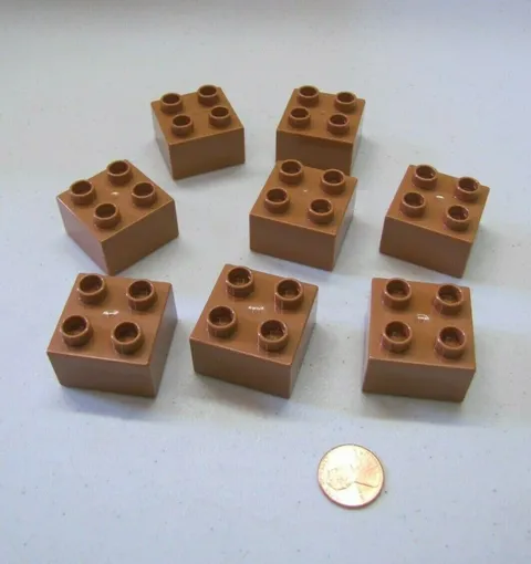 LEGO Duplo Block TAN LIGHT BROWN 2x2 BRICK 8 Block Lot Knight Castle