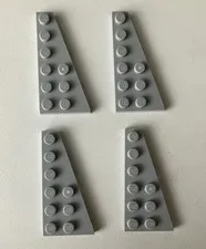 LEGO 4 New Pieces Plate 3x6 w/ Angle/Wedge, Right, LIGHT BLUISH GREY #54383