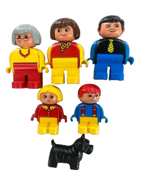 Lego Duplo Family Of 5 Plus Dog Mom Dad Grandmother 2 Kids Dog