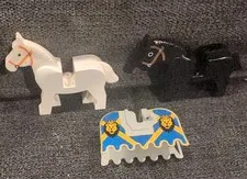 LEGO Castle Horses Lot of 2! USED Animal Figures and armor.