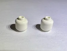 Lego Lot Of 2 White Minifigure Heads Head Solid Plain  Mini New City Part