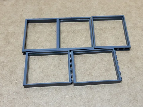 LEGO Parts - Dark Bluish Gray Window 1 x 6 x 6 Flat Front - No 42205 - QTY 5