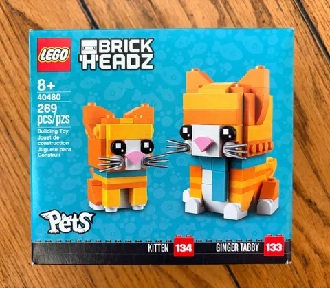 LEGO 40480 Brickheadz Ginger Tabby Cat 133 Kitten 134 *RETIRED*