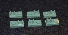 (6) 1x2 Sand Green Plate w/ Upward Clip on Half ~ New Lego Parts ~