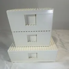 IKEA LEGO BYGGLEK Storage Box Lot of 3 White Building Brick Studded Lids