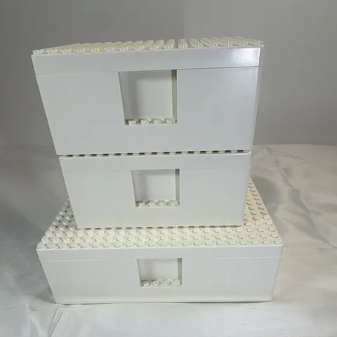 IKEA LEGO BYGGLEK Storage Box Lot of 3 White Building Brick Studded Lids