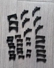 Vintage LEGO Black Arch Curved Wall Pieces Lot 32 Parts Castle Space Train 1980s