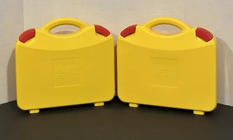 2 - LEGO Classic Yellow/Orange Carrying Case Storage Box w/Handle & Dividers