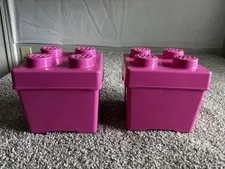LEGO Pink Stackable Brick Storage Container Lot of 2, Plastic 10668