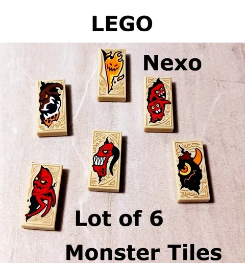 New LEGO Monster Printed Tiles Lot of 6 Nexo Book Pages Creepy Ghouls Halloween