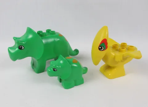 Lot of 3 Lego Duplo Jurassic World Dinosaurs (2) Triceratops & (1) Pteranodon