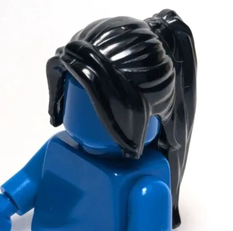 Lego - Minifigure Hair - Female, Black, Long, Ponytail, Bangs