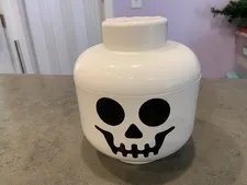 LEGO Skeleton Skull Storage Head Container Halloween Decor 6"x7.5"