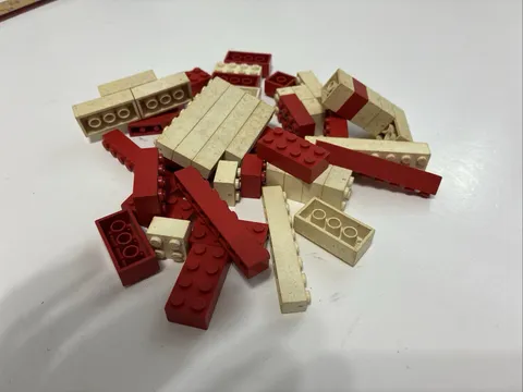 50 Vintage Lego Pieces. Original Red & White Bricks. 