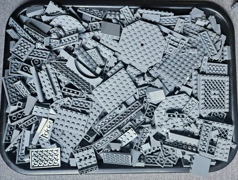 500 Lego Dark Bluish Gray Pieces Bulk Parts Lot~Bricks, Plates, & Specialty