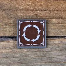 LEGO Gray Tile 2 x 2 with 4 White Arrows in Circle and Border 3068pb0342