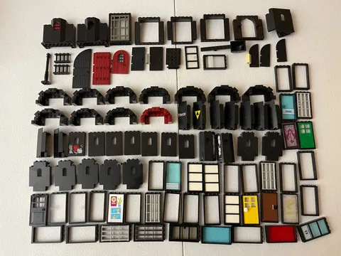 LEGO Black Castle Lot - Mountain MOC Parts Pieces Doors Wall Panel Turret