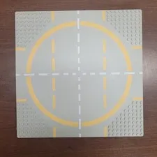 Vintage Lego Base Plate Space Moon Landing Pad Circle 32 X 32 Gray Yellow