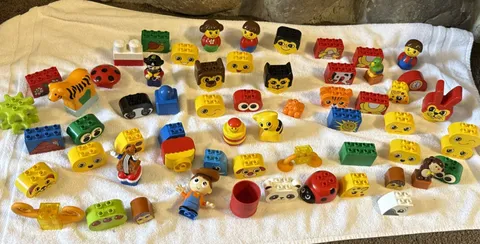 vtg Lego Duplo Primo Mega blocks for Toddler Baby Boy Pirate Ladybug 63 Pc Lot