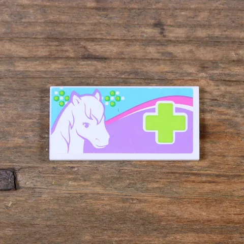 LEGO Friends Tile 2 x 4 with White Horse Head Cross Pattern Sticker 87079pb0132