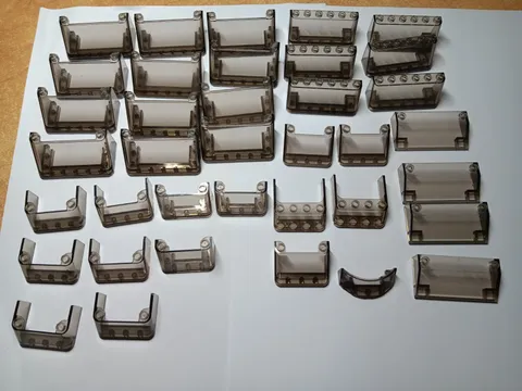 LEGO BULK LOT OF 37 TRANS BLACK/BROWN WINDSCREENS VEHICLE  2X6X2  2X4X2
