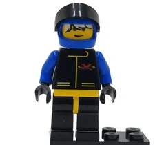 LEGO Extreme Team ext001a Minifigure Blue Flame Helmet, White Bangs, Messy Hair
