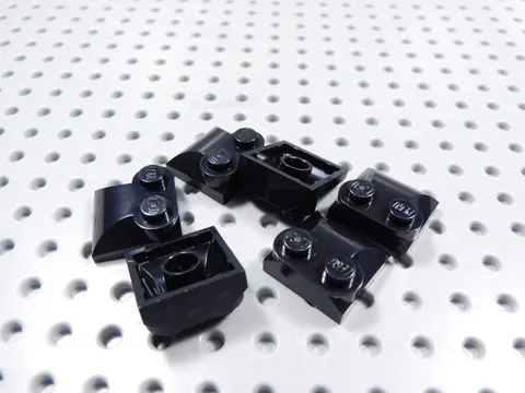LEGO Lot of 6 Black 2x2 Curved Slope Bricks w/ 2 Studs BF