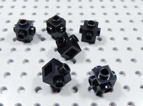 LEGO Lot of 6 Black 1x1 Modified Bricks w/ Studs on All Sides BH