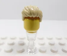 LEGO Short Tan Hair Minifig Spiked Swept Up Front H12