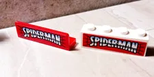 LEGO Spider man Brick Panel Throwing Web Stickered Parts Cool logo emblem