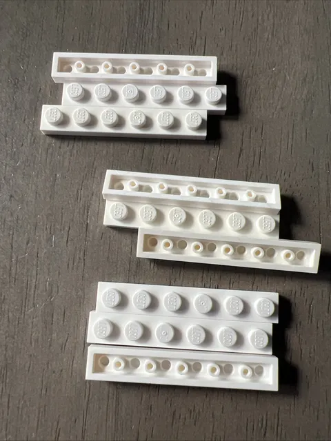 LEGO 3666 White Plate 1x6 - 9 Pieces
