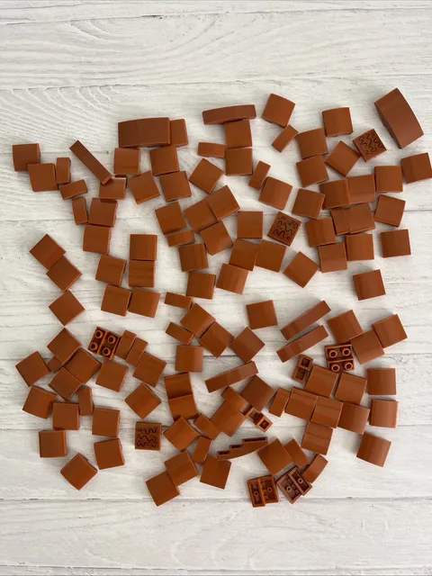 LEGO LOT DARK ORANGE 125 PCS 1X2 2X2 SLOPE BRICK CURVE VARIETY BUILDING PIECE