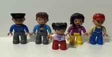 Lego Duplo Figure LOT Of 5 Farmer Trucker Cop Hawaii Lady Man Little Girl Dad