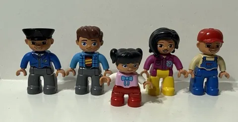 Lego Duplo Figure LOT Of 5 Farmer Trucker Cop Hawaii Lady Man Little Girl Dad