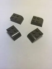 6215 LEGO Parts Brick Modified 2x3 w/ Curved Top OLD DARK GREY (4)
