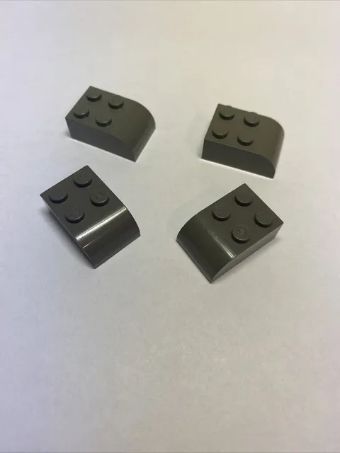 6215 LEGO Parts Brick Modified 2x3 w/ Curved Top OLD DARK GREY (4)