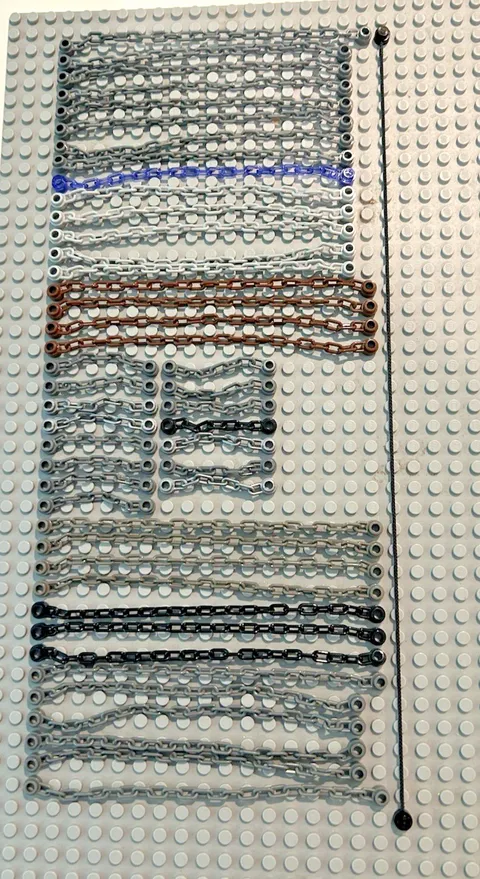 LEGO Lot Chain Link Connector Ends - String - Black Brown Gray