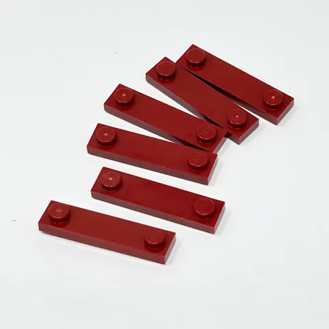 41740 LEGO Parts Plate Modified 1x4 w/ Studs w/ Groove DARK RED (6)
