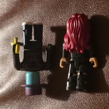 LEGO Minifigure Lot of 2 Black Outfits w/ Accessories, Pink Hair