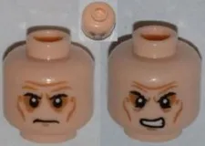 LEGO® Part 3626pb0904 - Head Dual Sided Sunken Eyes Wrinkles,Frown Angry Pattern