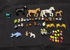 Huge LEGO  Animal Lot 45+ Pieces Horses Foals Bunnies Dogs Cats Dolphin