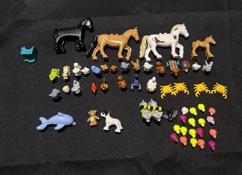 Huge LEGO  Animal Lot 45+ Pieces Horses Foals Bunnies Dogs Cats Dolphin