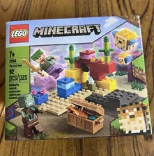 LEGO Retired Minecraft 21164 The Coral Reef Complete Set Boxed 92pc Age 7+