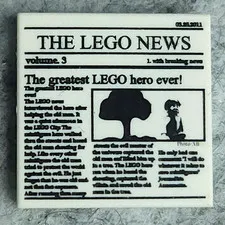LEGO 3068pb0431 Tile 2x2 Newspaper THE LEGO NEWS and The greatest LEGO hero ever
