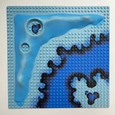 LEGO Light Blue Raised Baseplate 32 x 32 Crater Plate Underwater Pattern 6190