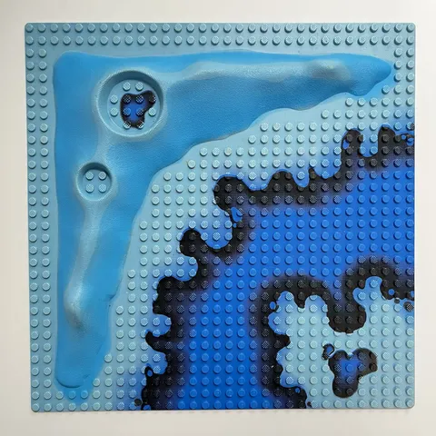 LEGO Light Blue Raised Baseplate 32 x 32 Crater Plate Underwater Pattern 6190