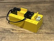Lego 9V Battery Box Yellow Blocks W/ Black Connectors And Wire Rectangular